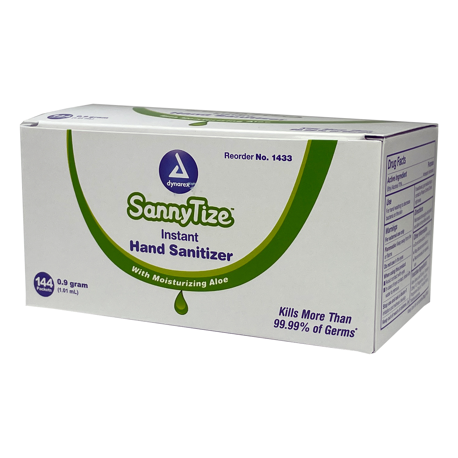 SannyTize Instant Hand Sanitizer, 0.9g Packet, Box of 144