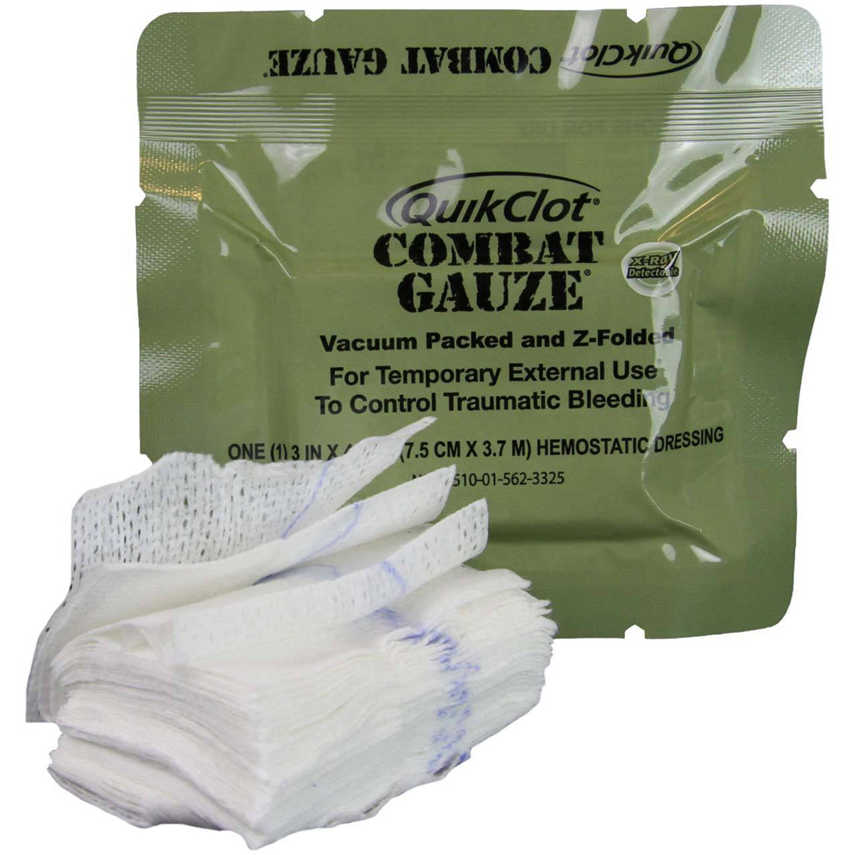QuikClot Combat Gauze, Z-Fold, Military