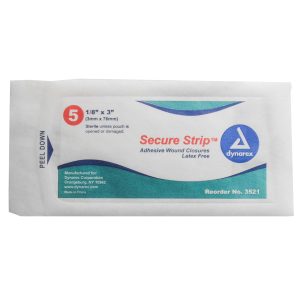 1/8" x 3" SecureStrip Adhesive Wound Closures, 5 per pouch