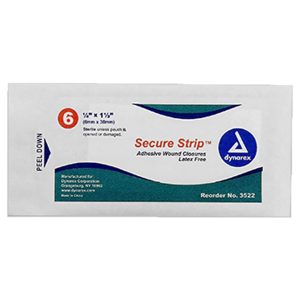 1/4"x1-1/2" SecureStrip Adhesive Wound Closures, 6 per pouch