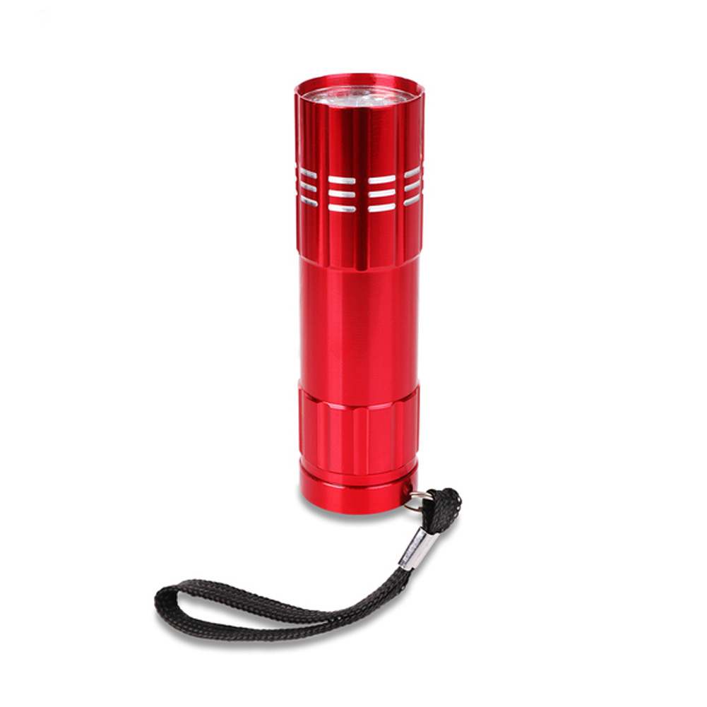 Metal Handheld Red Flashlight with Nylon Wrist Strap