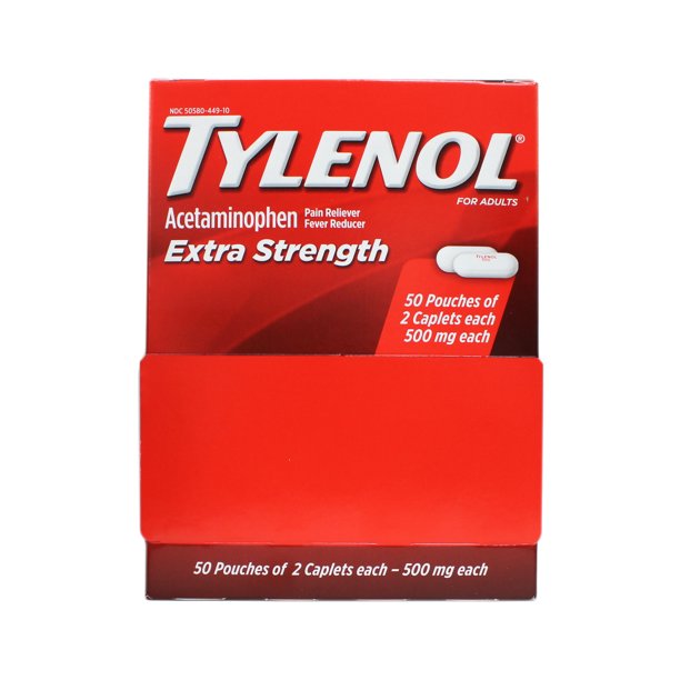Extra-Strength Tylenol, 100/box