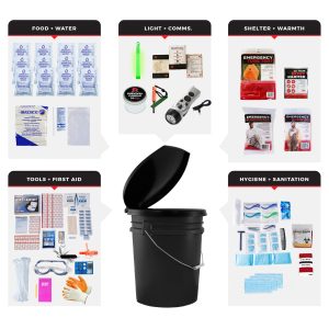 1 Person Comfort Survival Kit, Bucket and Lid